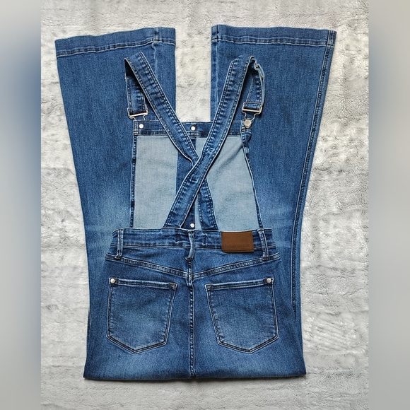 High-Rise Blue Denim Overalls Jeans - Womens - Picture 7 of 16